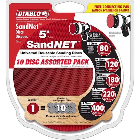 Diablo Diablo SandNet 5 in. L X 5 in. W Assorted Grit Ceramic Blend Sanding Disc 10 pk DND050ASTH10I